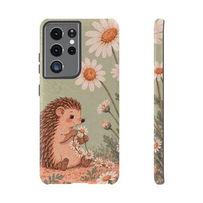 Whimsical Sage Green Hedgehog and Daisy Chain Phone Case - Green Phone Case - Samsung Galaxy S21 Ultra / Glossy