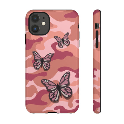 iPhone 11 / Glossy Phone Case - Pink Butterfly Camo Phone Case