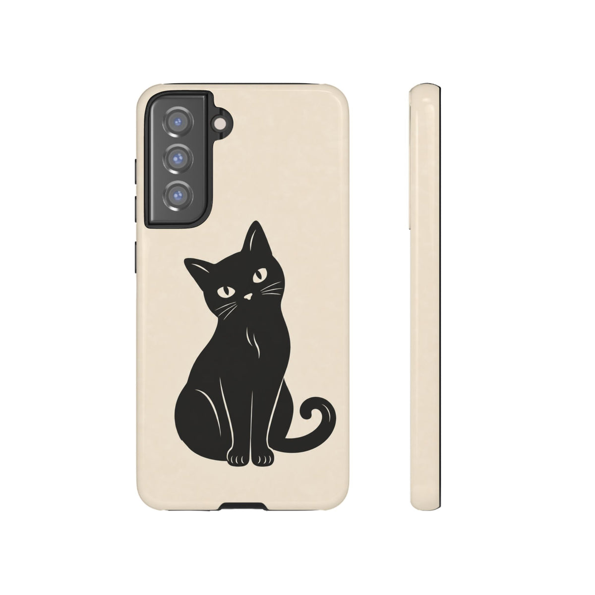 Minimalist Cream & Black Cat Phone Case