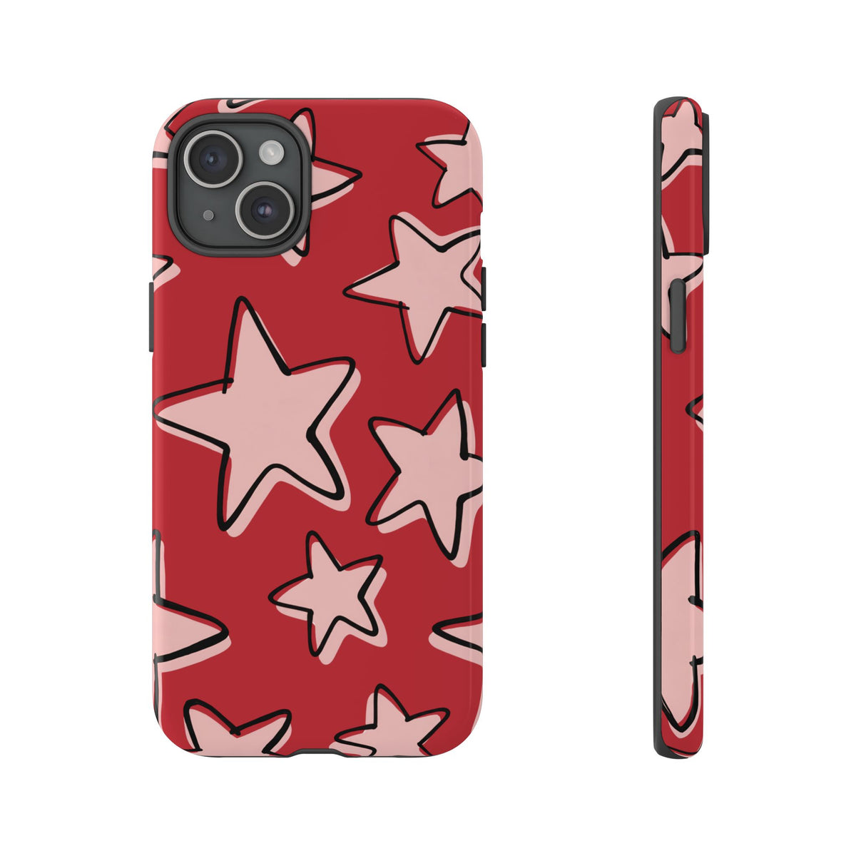 Cherry Red Doodle Star Phone Case