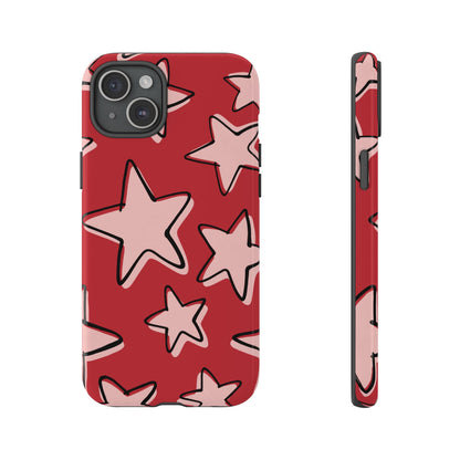 Cherry Red Doodle Star Phone Case