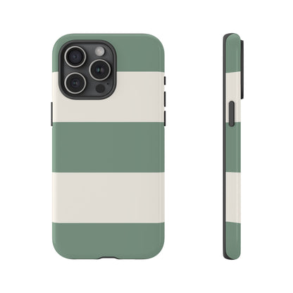 Green & White Horizontal Stripe Pattern Phone Case - Green Phone Case - iPhone 15 Pro Max / Glossy