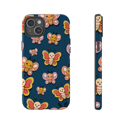 Dark Blue Butterfly Sticker Design Phone Case - Blue Phone Case - iPhone 15 Plus / Glossy