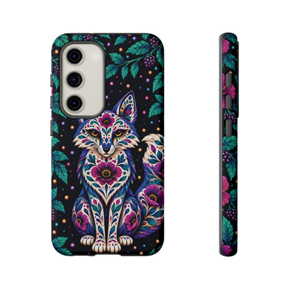 Vibrant Purple and Teal Calavera Fox Phone Case - Multicolor Phone Case - Samsung Galaxy S23 / Glossy