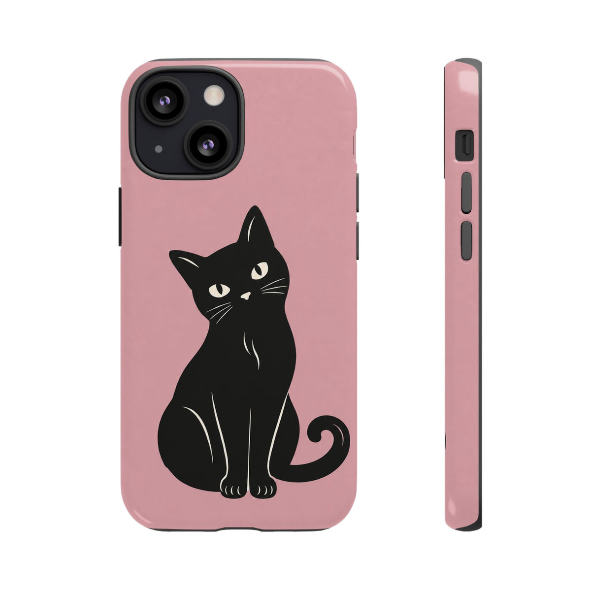 Minimalist Blush Pink & Black Cat Phone Case