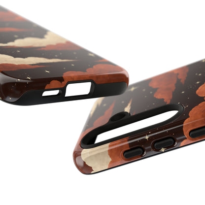 Illustrated Burnt Orange Clouds & Stars Phone Case