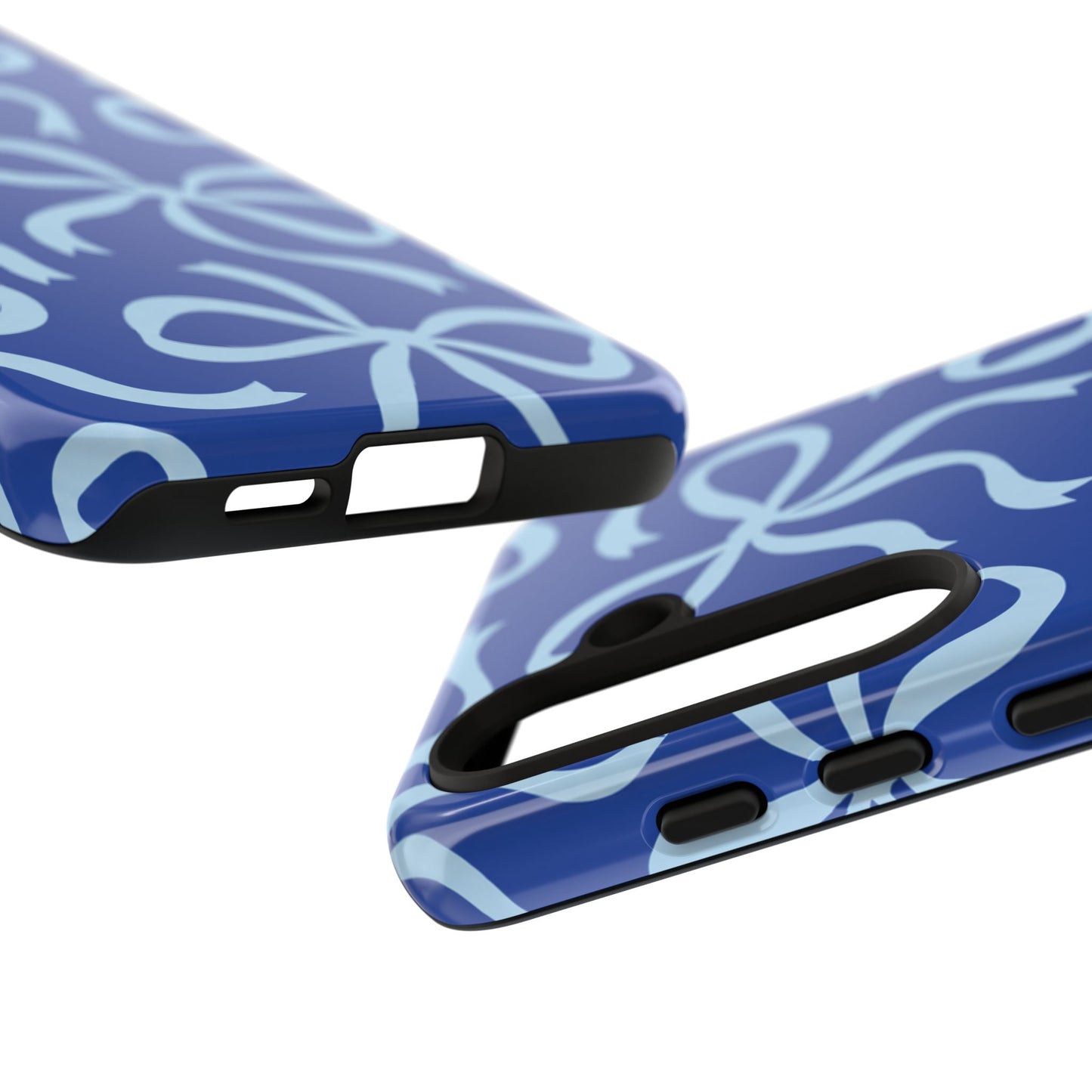 Bold Cobalt Blue and Powder Blue Bow Pattern Phone Case