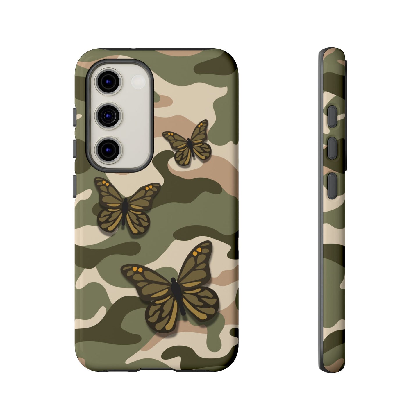 Samsung Galaxy S23 / Glossy Phone Case - Green Butterfly Camo Phone Case
