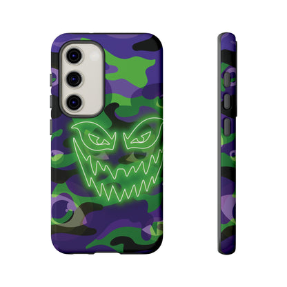 Samsung Galaxy S23 / Glossy Phone Case - Green & Purple Neon Face Camo Phone Case