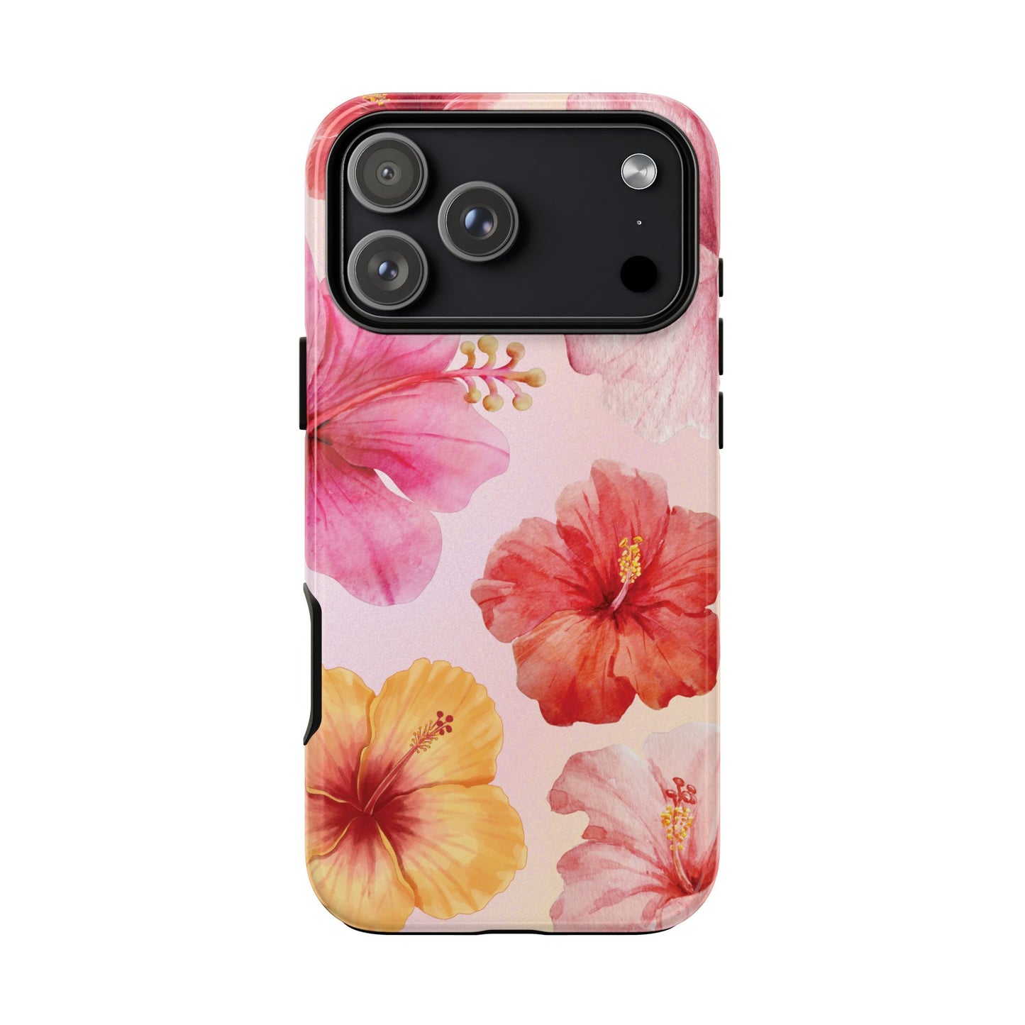 iPhone 17 Pro Max / Glossy Phone Case - ’Pink Hibiscus Pattern #1’ Phone Case