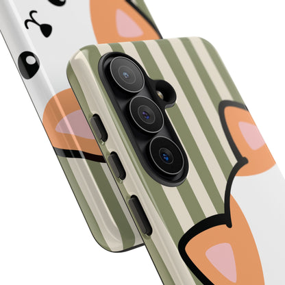 Playful Peakaboo Cat with Green Stripe Pattern Phone Case - Green Phone Case