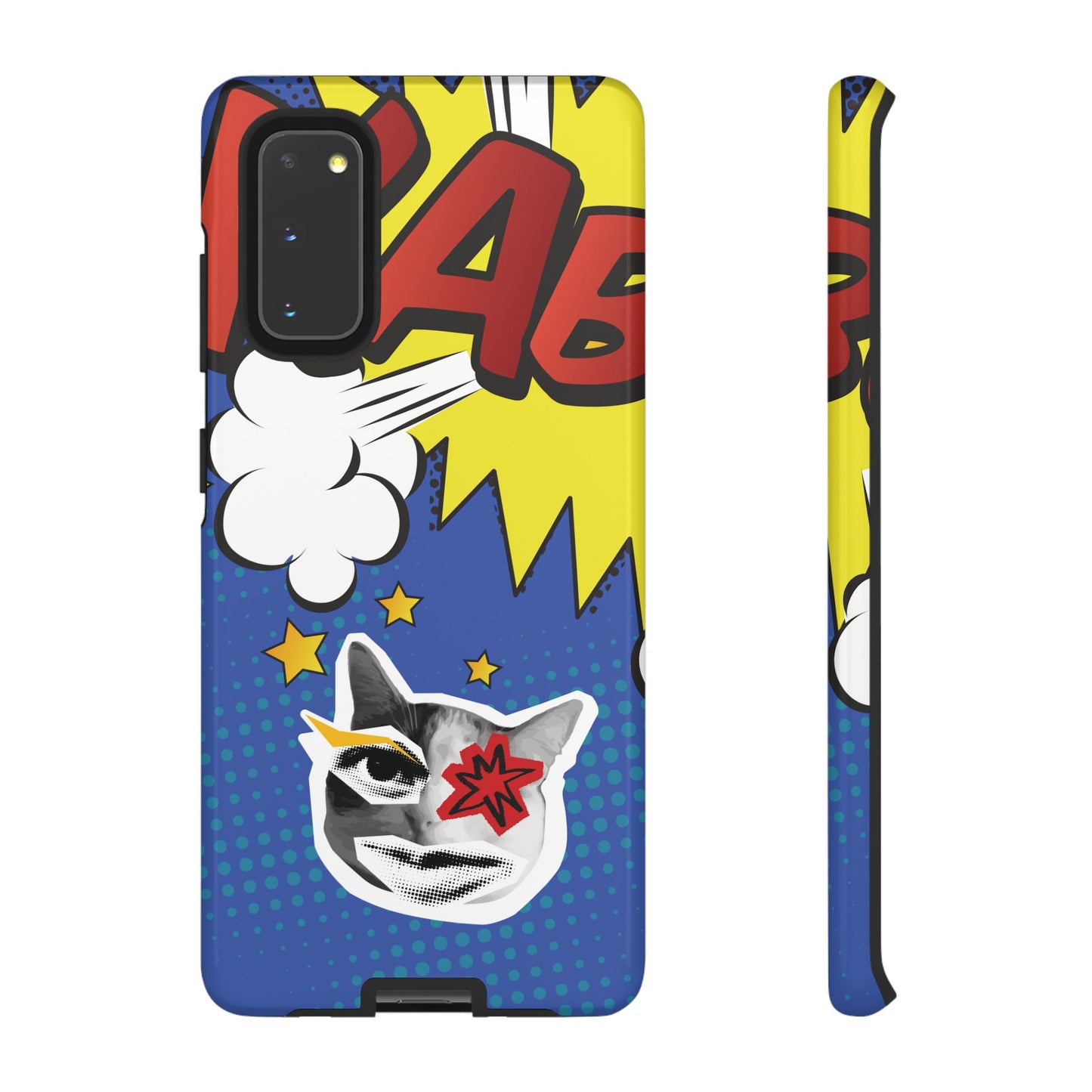 Samsung Galaxy S20 / Glossy Phone Case - Bold Blue Pop Art Cat Phone Case
