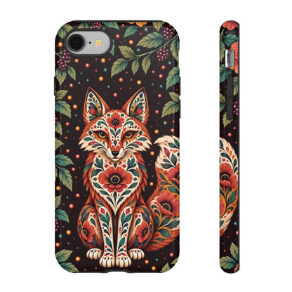 Vibrant Terracotta and Teal Calavera Fox Phone Case - Multicolor Phone Case - iPhone 8 / Glossy