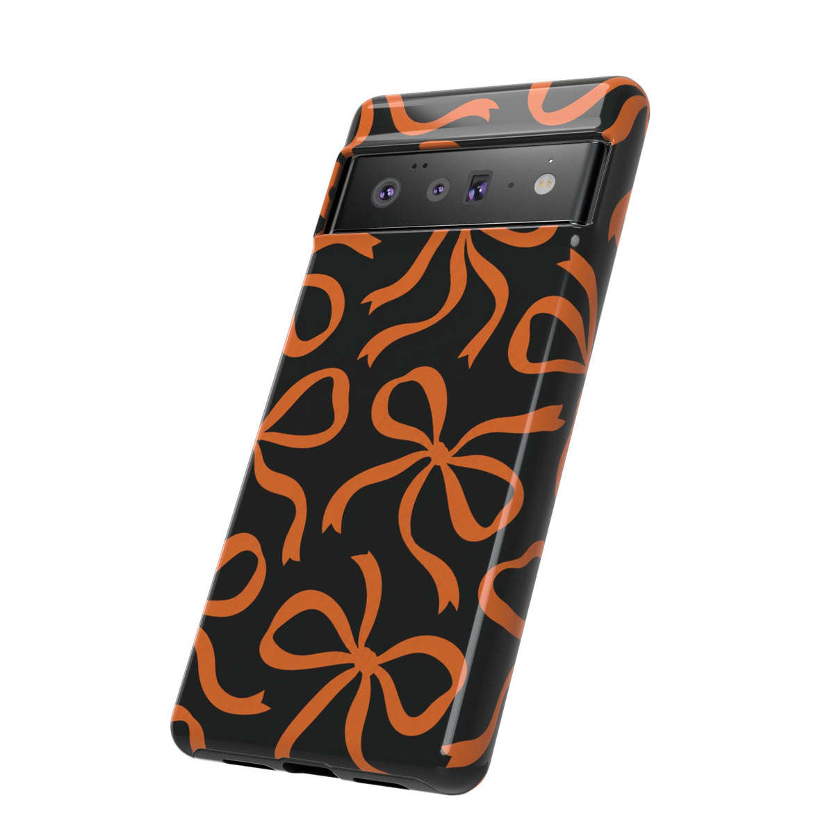 Bold Black and Burnt Orange Bow Pattern Phone Case