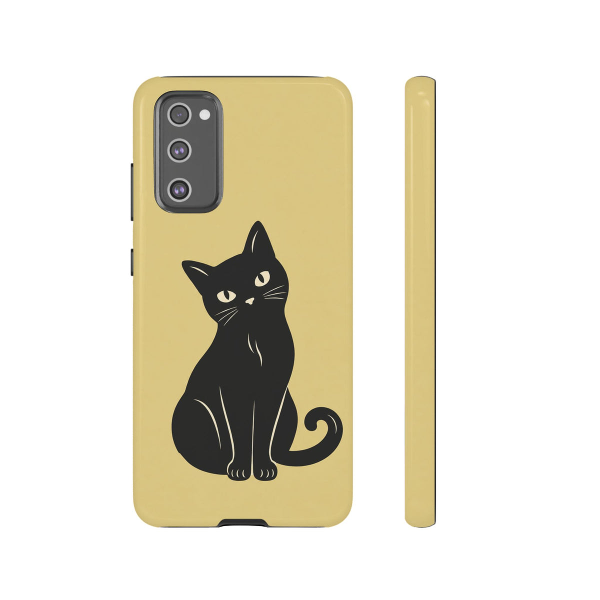 Minimalist Butter Yellow & Black Cat Phone Case