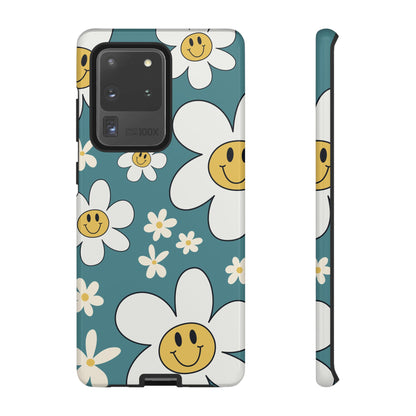 Fun Retro Daisy Pattern with Light Blue Background Phone Case - Blue Phone Case - Samsung Galaxy S20 Ultra / Glossy