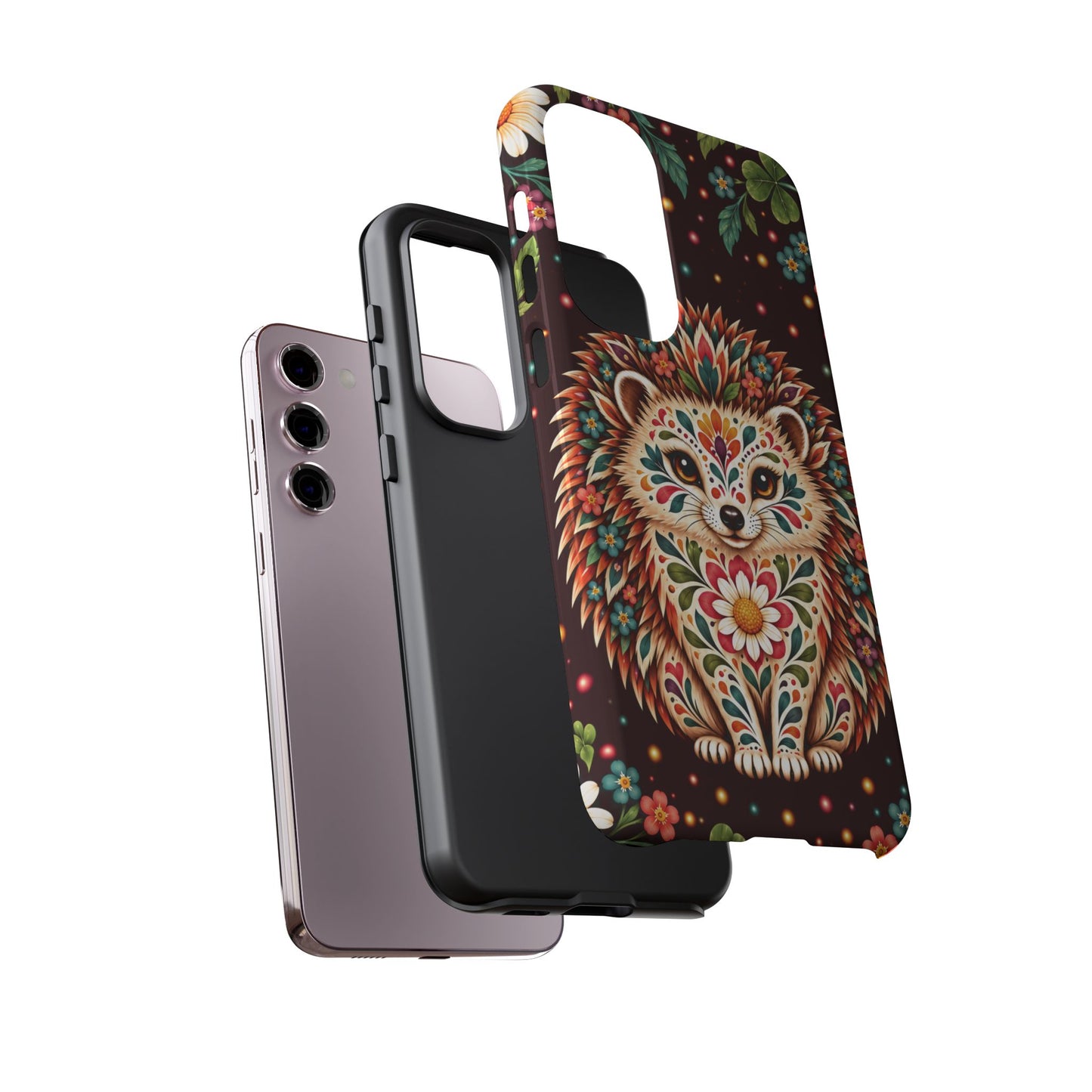 Vibrant Terracotta and Teal Calavera Hedgehog Phone Case - Multicolor Phone Case
