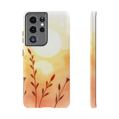 Samsung Galaxy S21 Ultra / Glossy Phone Case - Watercolour Wildflower & Sun Design Phone Case