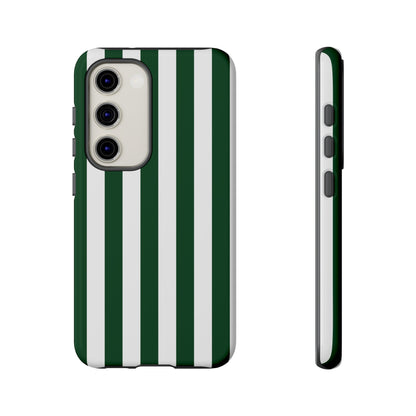 Samsung Galaxy S23 / Glossy Phone Case - Simple Dark Green & White Stripe Pattern Phone Case