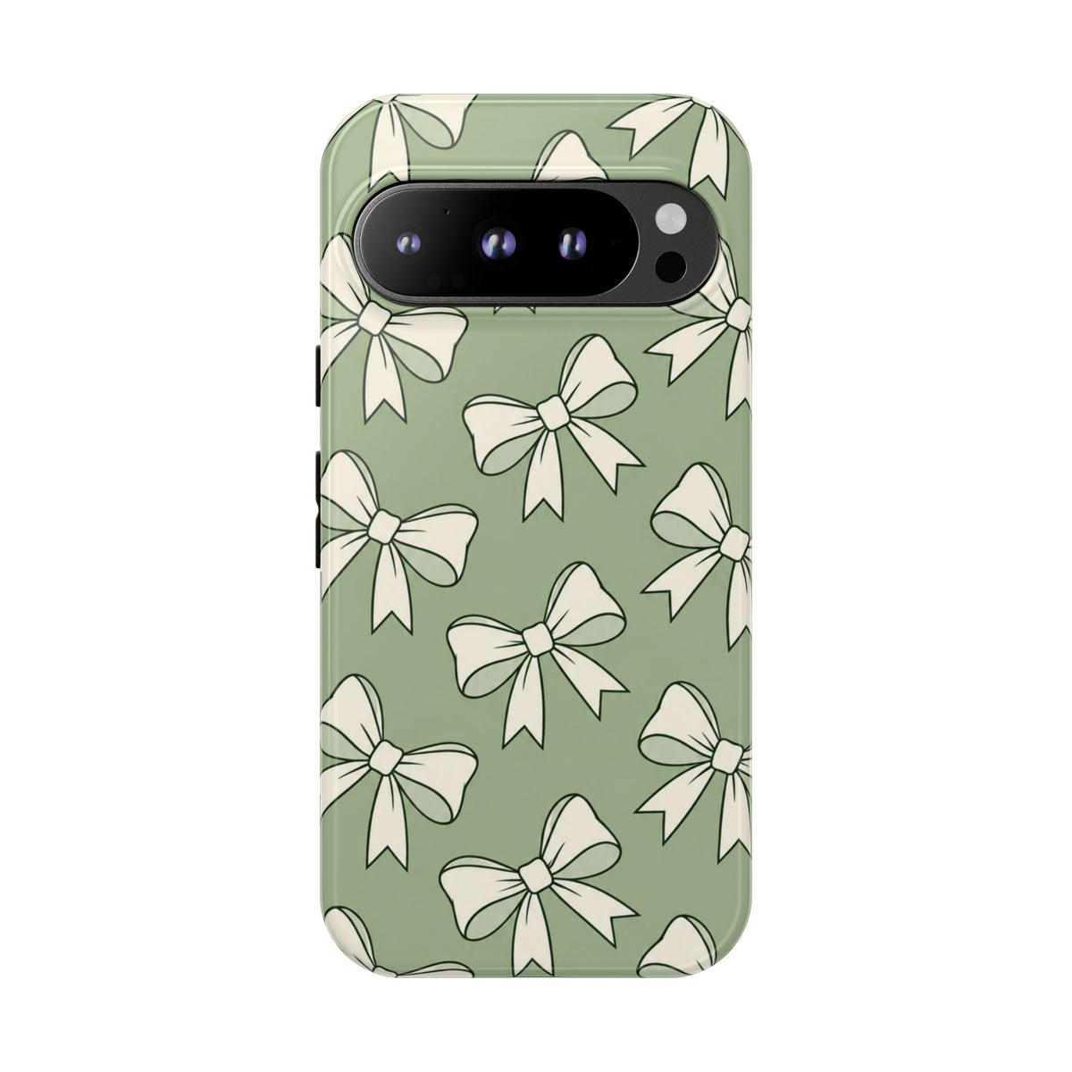 Chic Sage Green Bow Pattern Phone Case