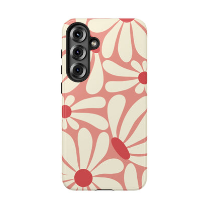 Cute Retro Pink Daisy Pattern Phone Case - Pink Phone Case - Samsung Galaxy S25 Plus / Glossy