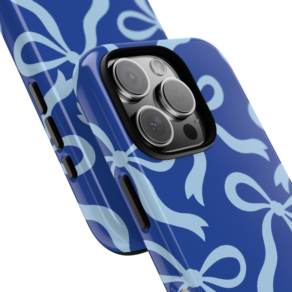 Bold Cobalt Blue and Powder Blue Bow Pattern Phone Case - Blue Phone Case