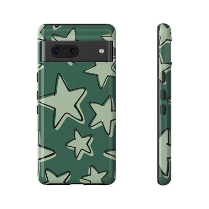 Forest Green Doodle Star Phone Case