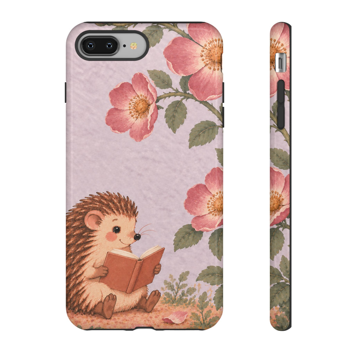 Whimsical Lilac Hedgehog and Wild Rose Phone Case - Purple Phone Case - iPhone 8 Plus / Glossy