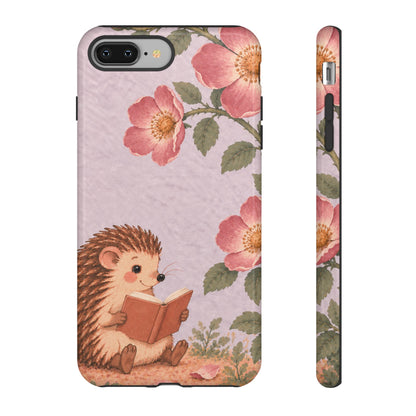 Whimsical Lilac Hedgehog and Wild Rose Phone Case - Purple Phone Case - iPhone 8 Plus / Glossy