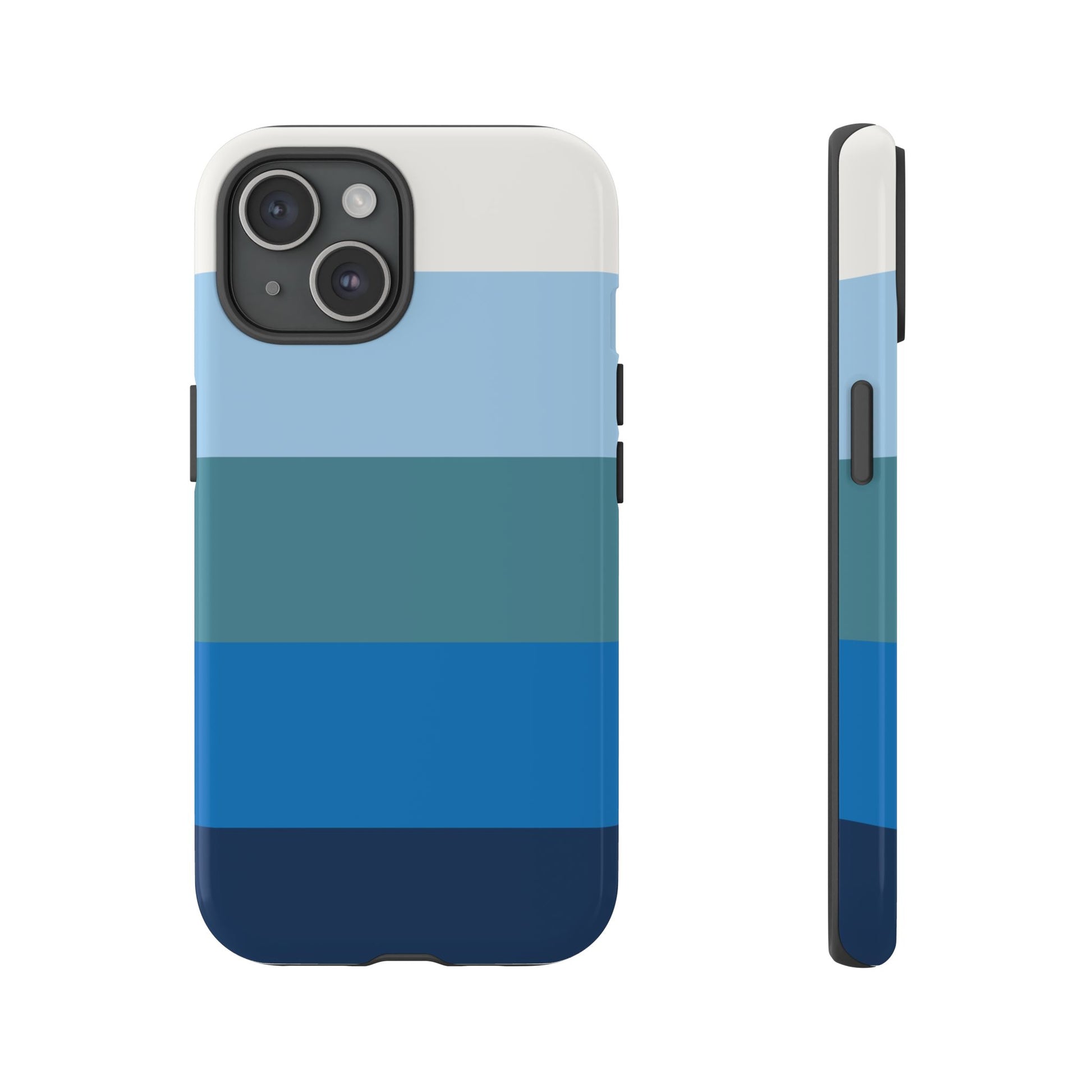 Blue and White Stripe Pattern Phone Case - Blue Phone Case - iPhone 15 / Glossy