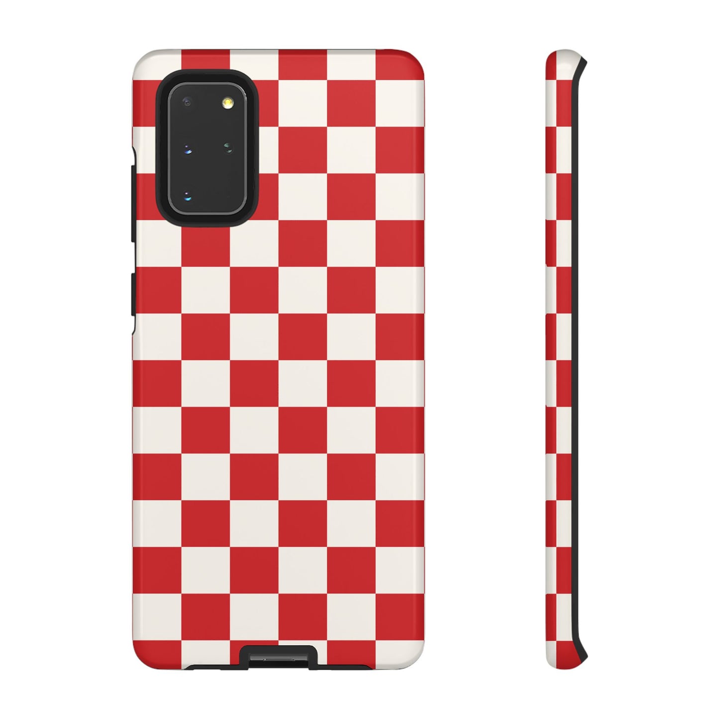 Samsung Galaxy S20+ / Glossy Phone Case - ’Red Checkered Pattern’ Phone Case
