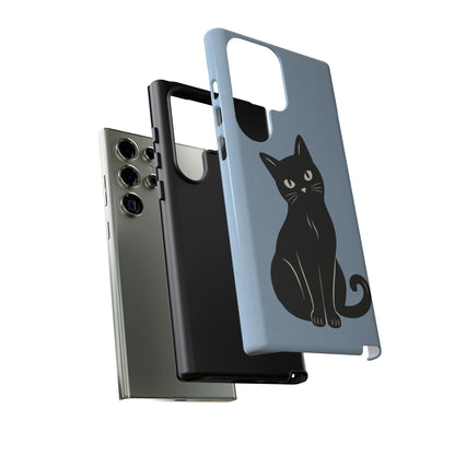 Minimalist Powder Blue & Black Cat Phone Case