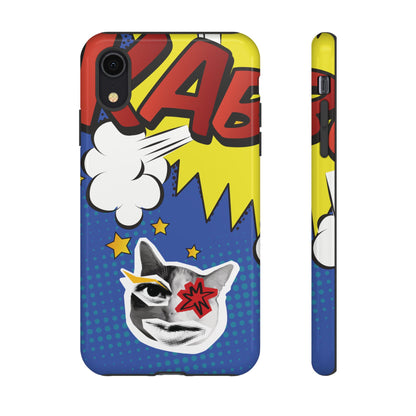 iPhone XR / Glossy Phone Case - Bold Blue Pop Art Cat Phone Case