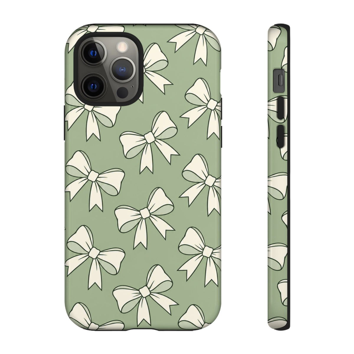 Chic Sage Green Bow Pattern Phone Case