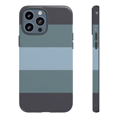 iPhone 13 Pro Max / Glossy Phone Case - Shades of Blue Horizontal Stripe Pattern Phone Case