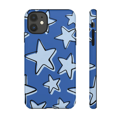 Cobalt Blue Doodle Star Phone Case