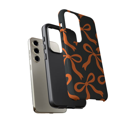 Bold Black and Burnt Orange Bow Pattern Phone Case - Black Phone Case
