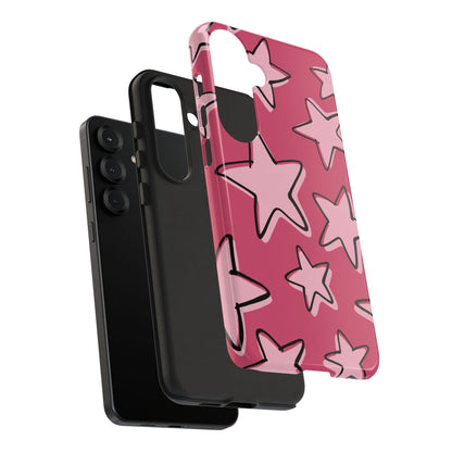 Raspberry Pink Doodle Star Phone Case