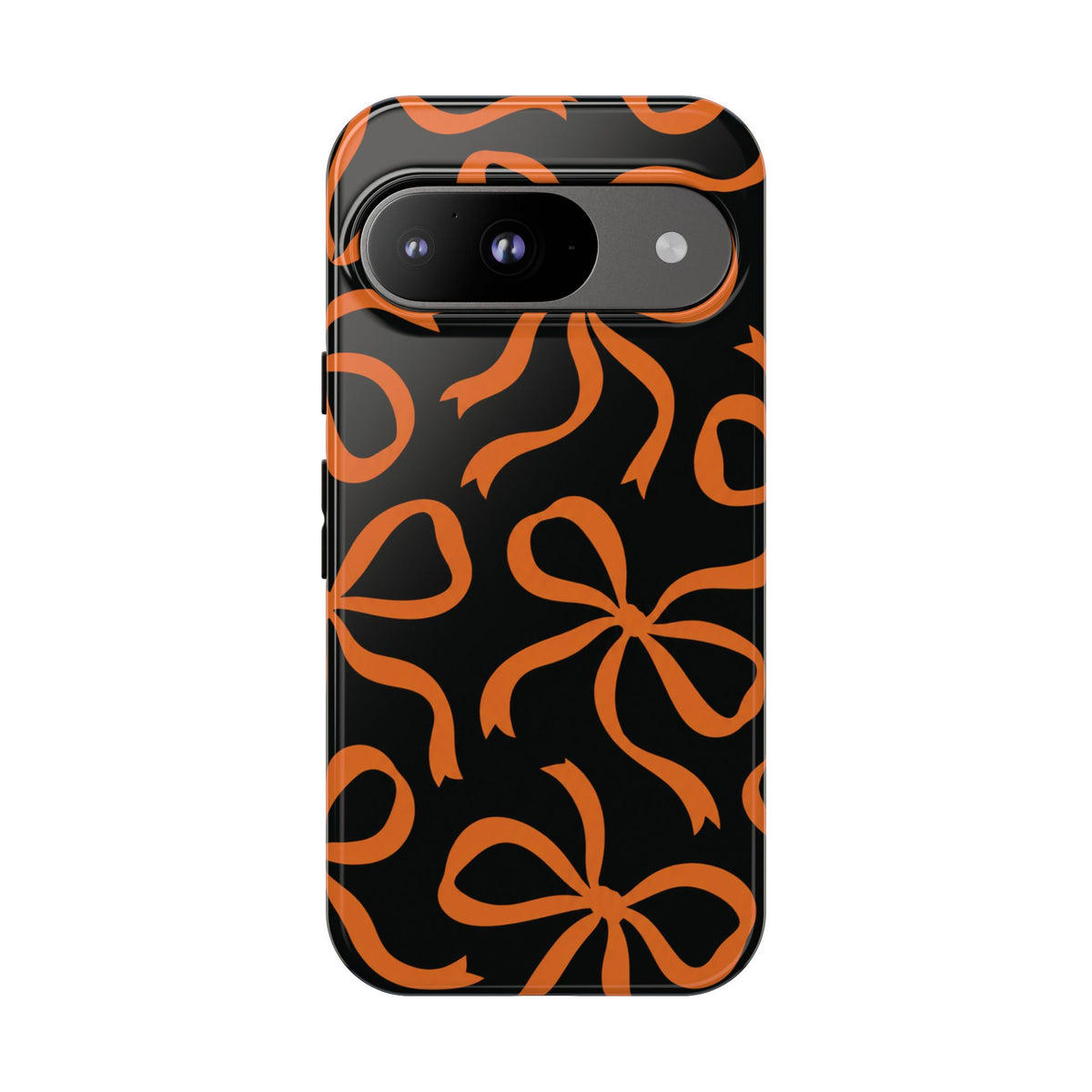 Bold Black and Burnt Orange Bow Pattern Phone Case
