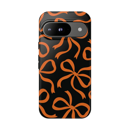 Bold Black and Burnt Orange Bow Pattern Phone Case