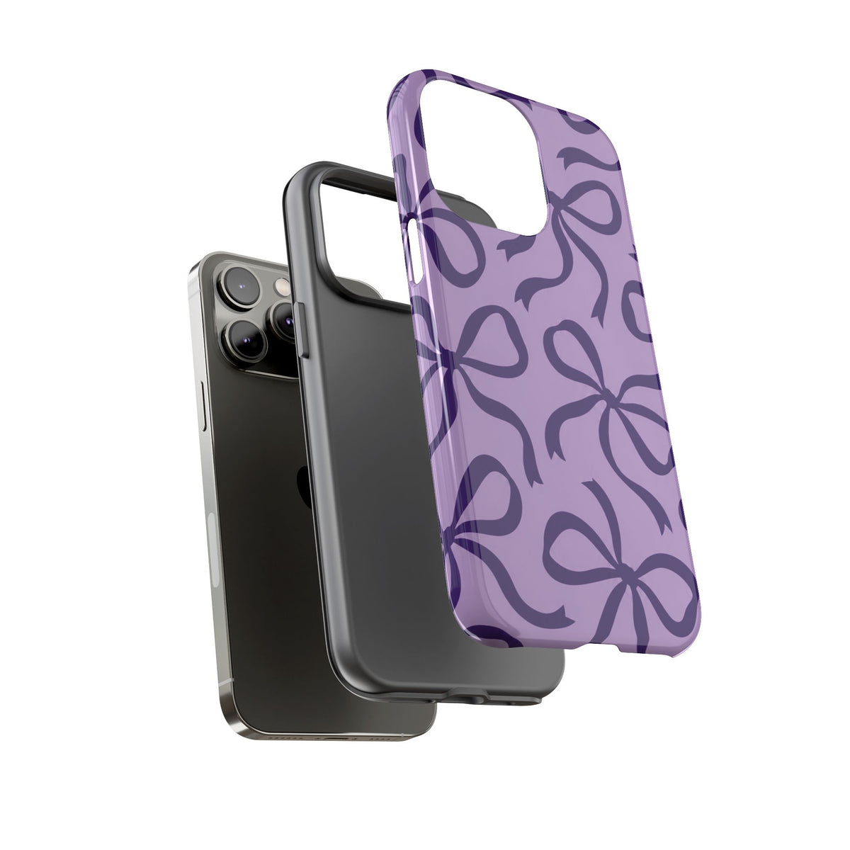 Bold Lilac and Deep Purple Bow Pattern Phone Case