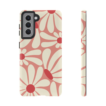 Cute Retro Pink Daisy Pattern Phone Case - Pink Phone Case - Samsung Galaxy S21 / Glossy