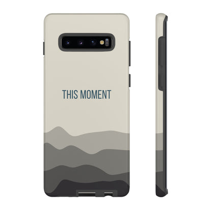 Phone Case - Minimalist Cream Waves ’This Moment’ Statement Phone Case