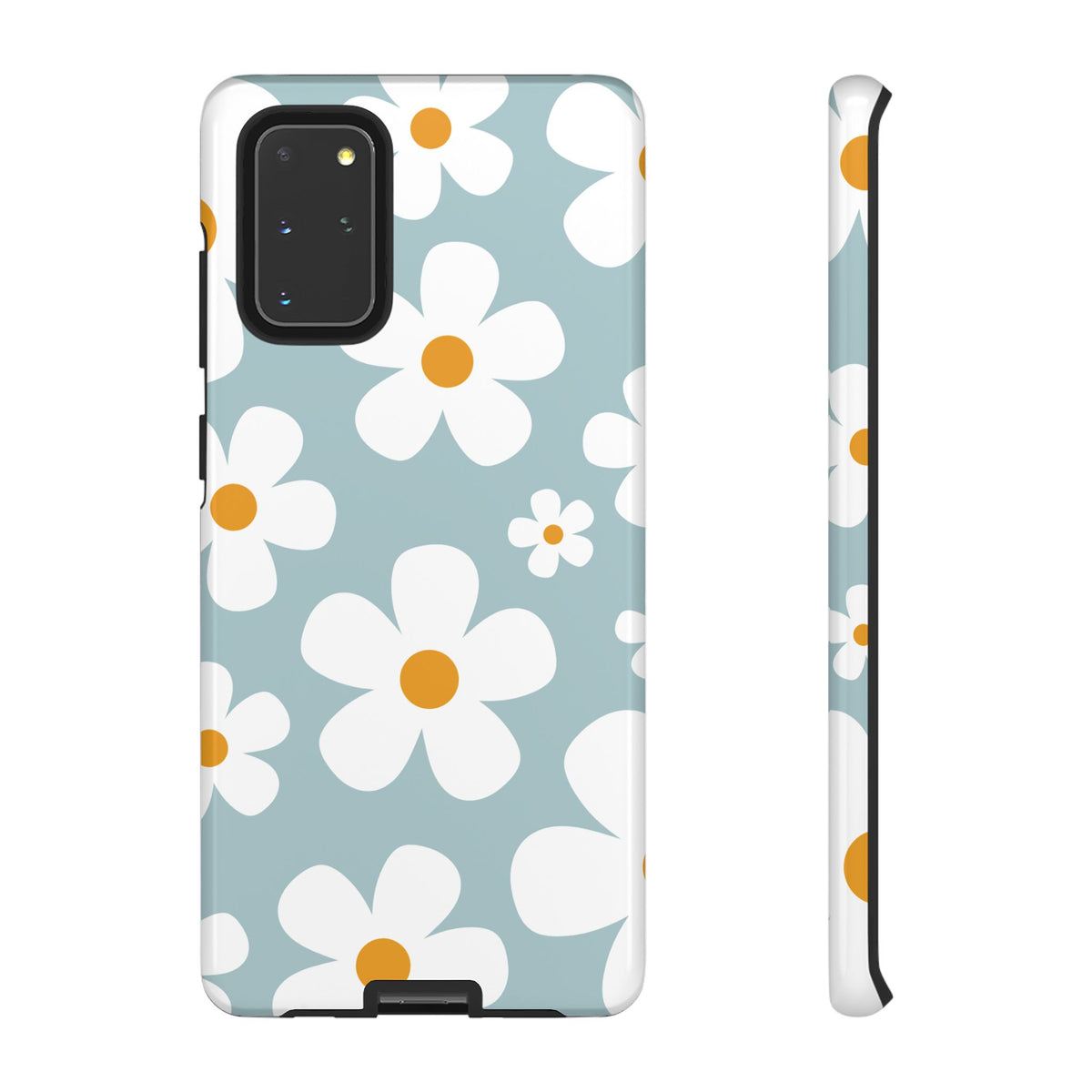 Cute Blue Daisy Pattern Phone Case - Blue Phone Case - Samsung Galaxy S20+ / Glossy