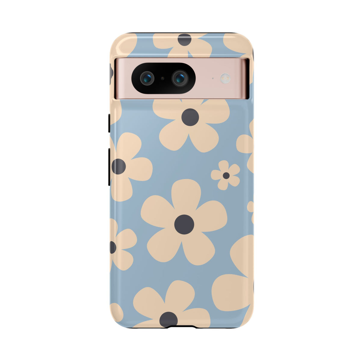Cute Light Blue & Cream Daisy Pattern Phone Case - Blue Phone Case - Google Pixel 8 / Glossy
