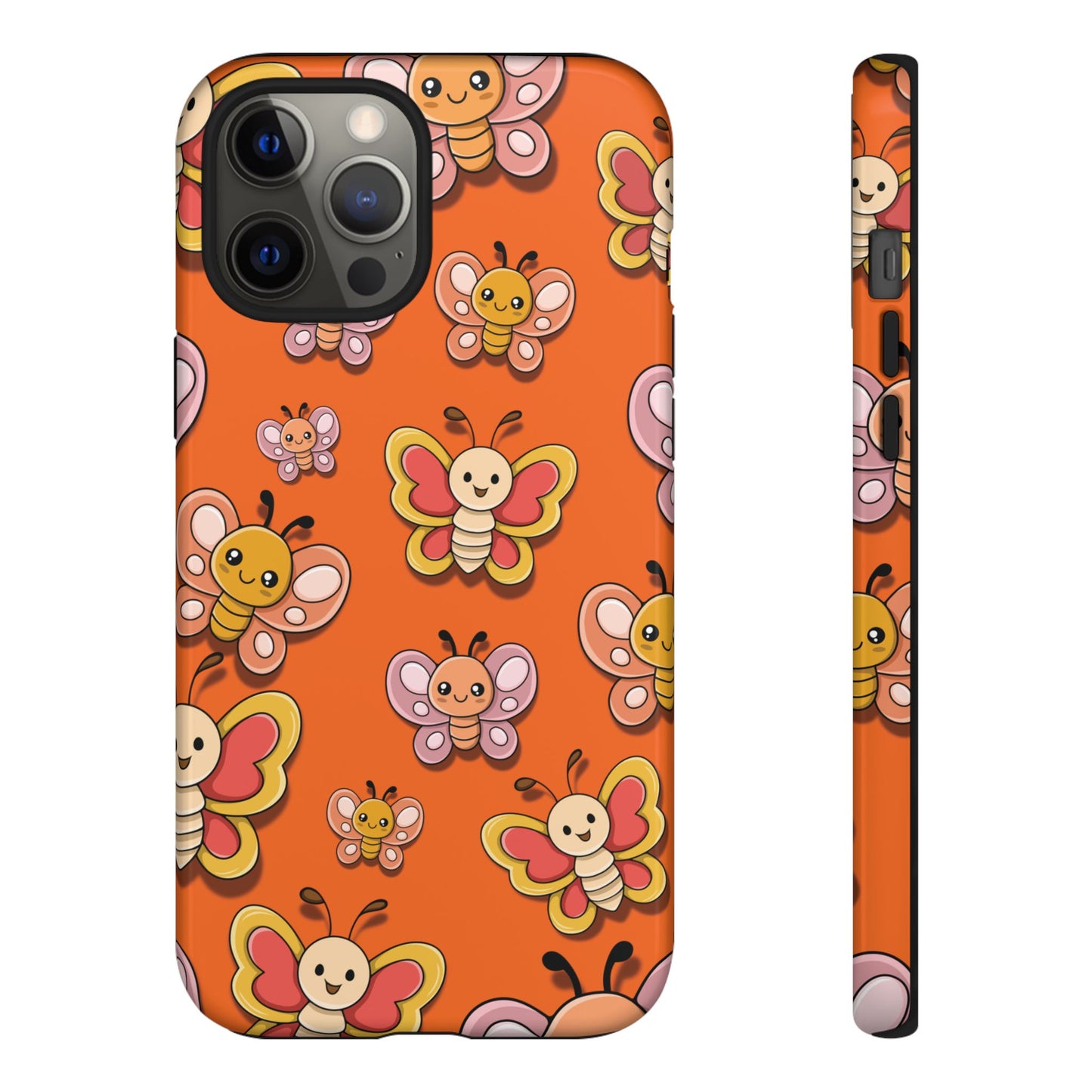 iPhone 12 Pro Max / Glossy Phone Case - Orange Butterfly Sticker Design Phone Case