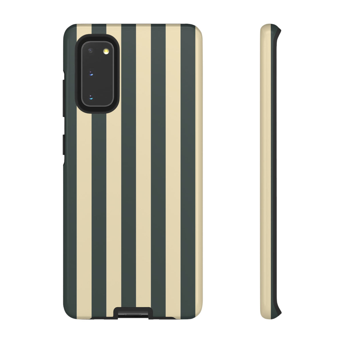 Green & Beige Stripe Pattern Phone Case - Green Phone Case - Samsung Galaxy S20 / Glossy