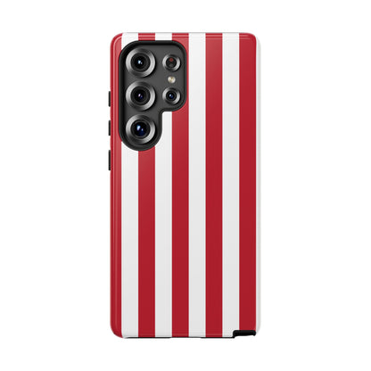 Samsung Galaxy S25 Ultra / Glossy Phone Case - Simple Dark Pink & White Stripe Pattern Phone Case