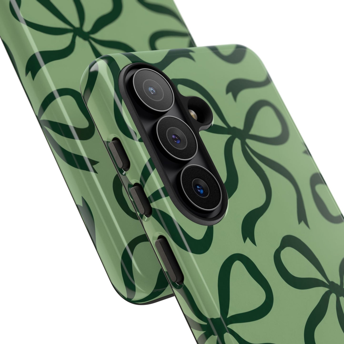 Bold Sage Green and Forest Green Bow Pattern Phone Case