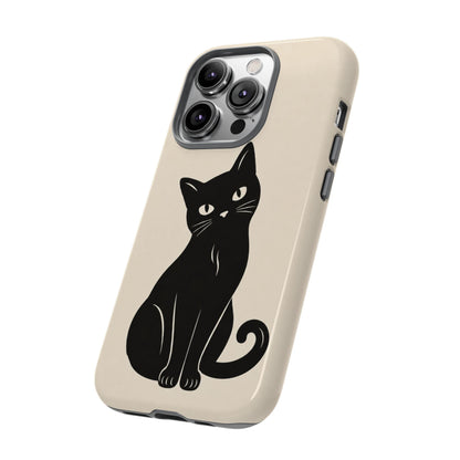 Minimalist Cream & Black Cat Phone Case